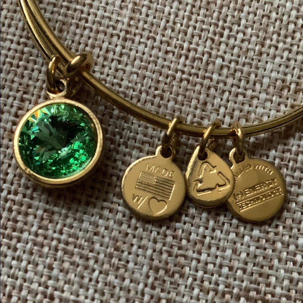 Luck and Prosperity Gold and Green Charm Bangle Bracelet May